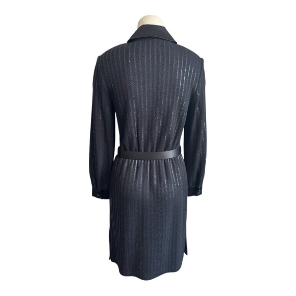 ST JOHN Evening Collection black dress sparkly professional belted women’s 2 NWT - Picture 8 of 17